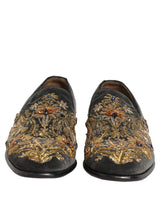Dolce & Gabbana Black Velvet Embellished Dress Loafers Shoes