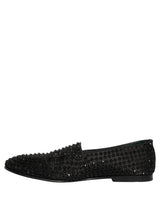 Dolce & Gabbana Black Rhinestone Embellished Loafers Shoes