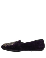 Dolce & Gabbana Purple Velvet Crown Embroidery Loafers Shoes