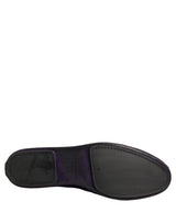 Dolce & Gabbana Purple Velvet Crown Embroidery Loafers Shoes