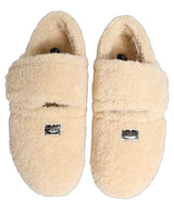 Dolce & Gabbana Beige Faux Fur Flats Men Slides Sandals Shoes