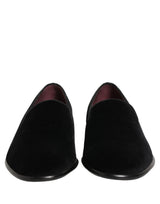 Dolce & Gabbana Black Velvet Loafers Formal Men Dress Shoes