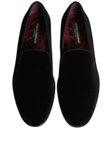 Dolce & Gabbana Black Velvet Loafers Formal Men Dress Shoes
