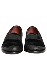 Dolce & Gabbana Black Velvet Loafers Formal Men Dress Shoes