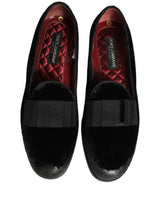 Dolce & Gabbana Black Velvet Loafers Formal Men Dress Shoes