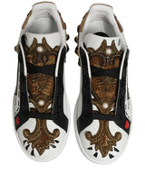 Dolce & Gabbana White Gold Studded Portofino Sneakers Shoes