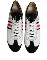 Dolce & Gabbana Black White Leather Suede Low Top Sneakers Shoes