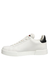 Dolce & Gabbana White Patch Calfskin Nappa Portofino Sneakers Shoes