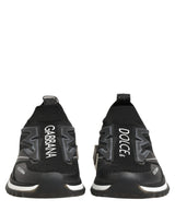 Dolce & Gabbana Black White Sorrento Slip-On Logo Sneakers Shoes