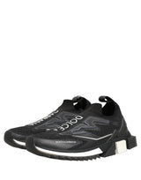Dolce & Gabbana Black White Sorrento Slip-On Logo Sneakers Shoes
