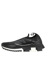 Dolce & Gabbana Black White Sorrento Slip-On Logo Sneakers Shoes