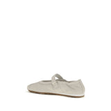 Miu Miu White Calf Leather Bos Taurus Ballet Flats