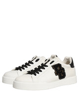 Dolce & Gabbana White Leather DG Logo Low Top Sneakers Shoes