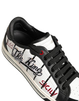 Dolce & Gabbana White Black DG Logo King Patch Low-Top Sneaker Shoes