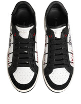 Dolce & Gabbana White Black DG Logo King Patch Low-Top Sneaker Shoes
