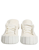 Dolce & Gabbana White Leather Low Top Lace Up Sneakers Shoes