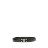 Ferragamo Black Calf Leather Bos Taurus Regular Belt