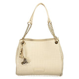 Mario Valentino Beige Polyurethane Women's Bag with Adjustable and Removable Strap