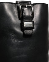 Dolce & Gabbana Black Leather Buckle Detail Mid Calf Boots Shoes