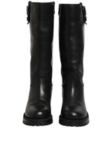 Dolce & Gabbana Black Leather Buckle Detail Mid Calf Boots Shoes