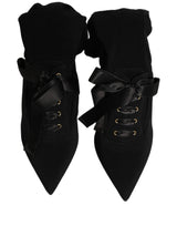 Dolce & Gabbana Black Stiletto Heels Mid Calf Boots Shoes