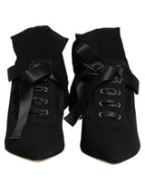 Dolce & Gabbana Black Stiletto Heels Mid Calf Boots Shoes