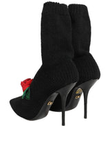 Dolce & Gabbana Black Stiletto Heels Mid Calf Boots Shoes
