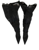 Dolce & Gabbana Black Over The Knee Sock Pumps Boots Shoes