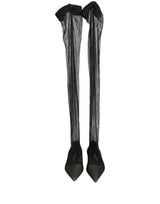 Dolce & Gabbana Black Over The Knee Tulle Flats Boots Shoes