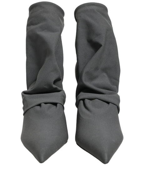 Dolce & Gabbana Gray Stretch Socks Heels Ankle Boots Shoes