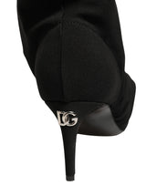 Dolce & Gabbana Black Stretch Socks Heels Ankle Boots Shoes