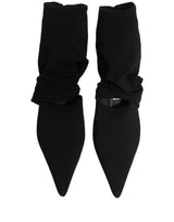 Dolce & Gabbana Black Stretch Socks Heels Ankle Boots Shoes