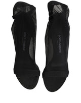 Dolce & Gabbana Black Nylon Mesh Sock Style Boots Shoes