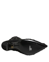 Dolce & Gabbana Black Embellished Mesh Ankle Boots Shoes
