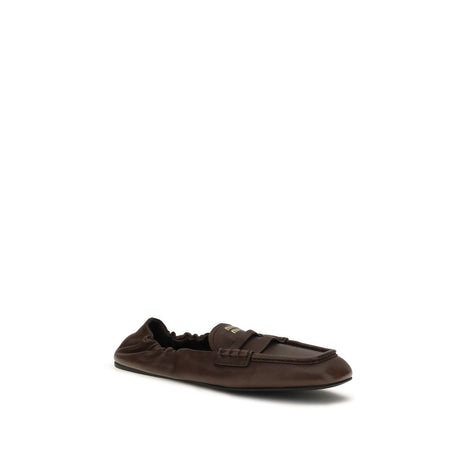 Miu Miu Brown Lamb Ovis Aries Slip-On Loafers