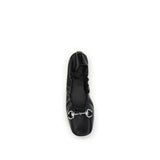 Gucci Black Calf Leather Bos Taurus Ballet Flats