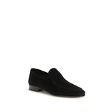 The Row Black Suede Leather Slip-On Loafers