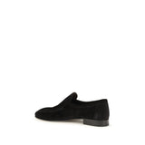 The Row Black Suede Leather Slip-On Loafers