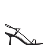 The Row Black Leather Stiletto Heel Sandals