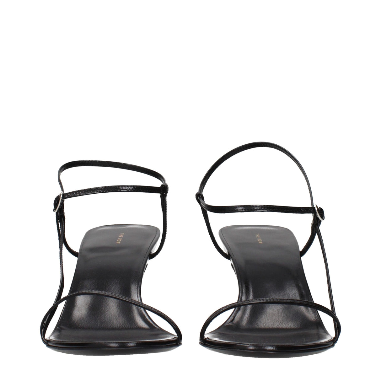 The Row Black Leather Stiletto Heel Sandals