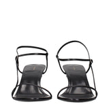 The Row Black Leather Stiletto Heel Sandals