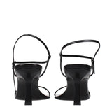 The Row Black Leather Stiletto Heel Sandals