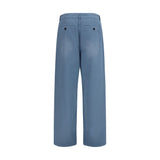 Miu Miu Blue Cotton Casual Pants