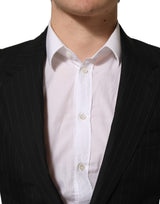 Dolce & Gabbana Black Stripes Wool Single Breasted Blazer