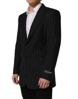 Dolce & Gabbana Dark Gray Stripes Wool Single Breasted Blazer