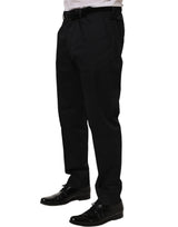 Dolce & Gabbana Black Cotton Tapered Leg Dress Trouser Pants