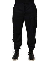 Dolce & Gabbana Black Mid Waist Cargo Jogger Sweatpants Pants
