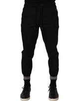 Dolce & Gabbana Black Cotton Mid Waist Jogger Sweatpants Pants