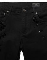 Dolce & Gabbana Black Embellished Cotton Skinny Denim Jeans