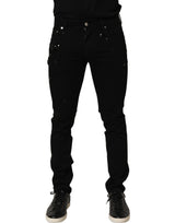 Dolce & Gabbana Black Embellished Cotton Skinny Denim Jeans